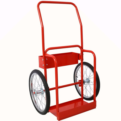 Large Dual Oxygen Tank Cart Dolly Double Cylinder Cart, 20"  Pneumatic Wheels Includes Two Fastening Belts