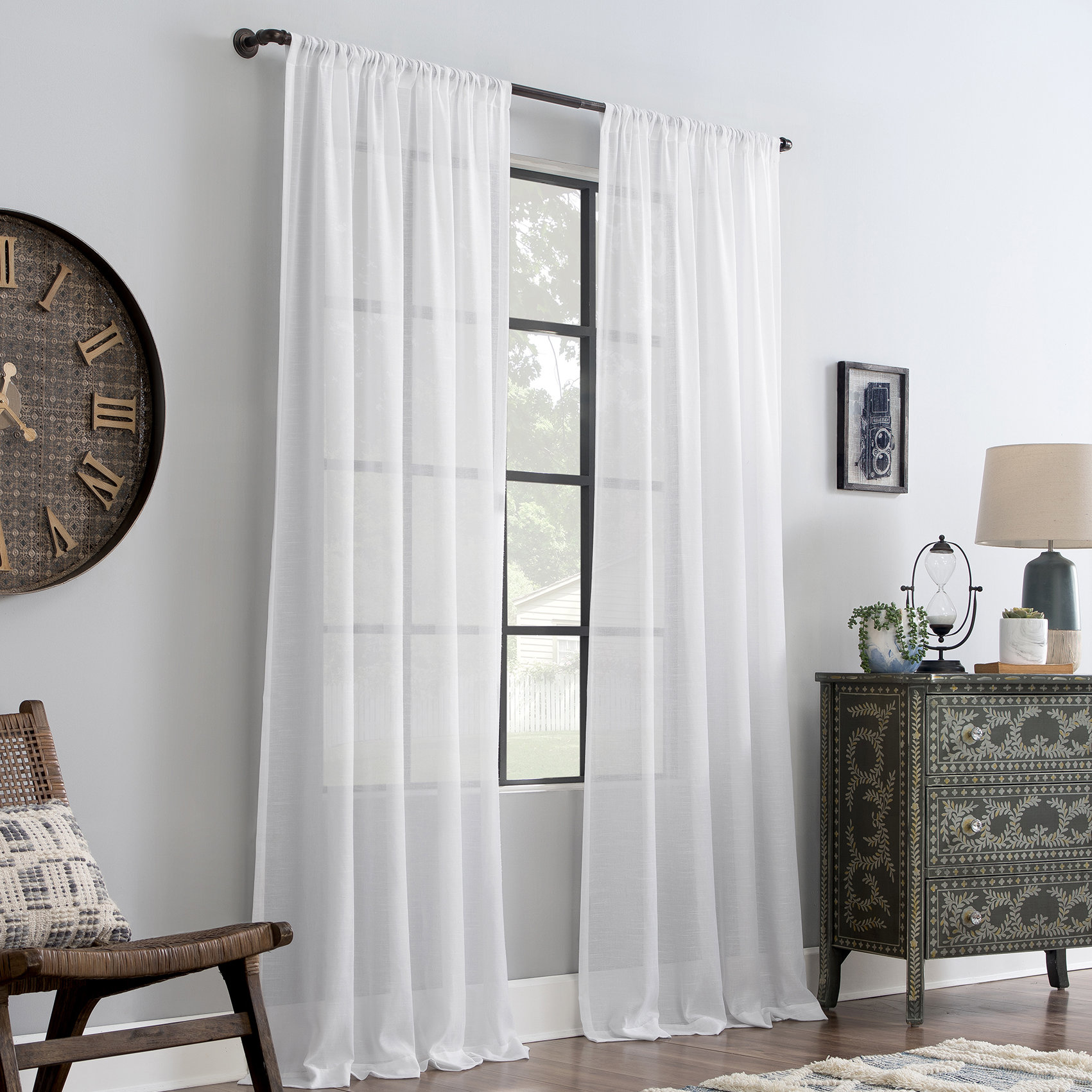 Jaklyn Crushed Texture Semi-Sheer Rod Pocket Curtain Panel