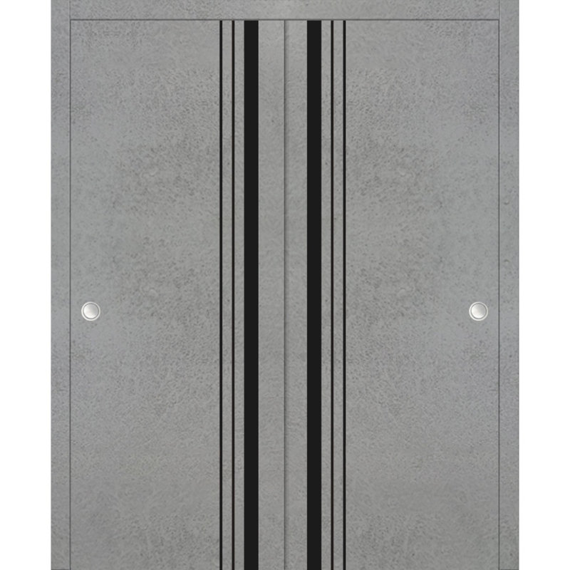 Portes de placard coulissantes en bois massif massif, 60 po x 84 po, Béton