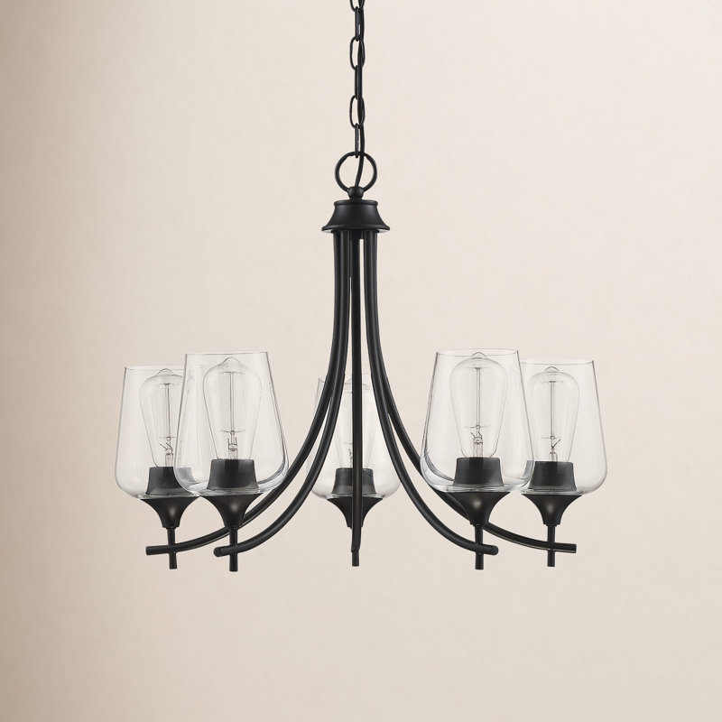 Breena 5-Light Chandelier, Matte Black, Clear