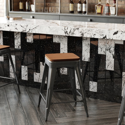 Briahnna Indoor/Outdoor Backless Counter Stool with Poly Resin Seat