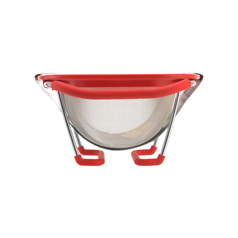Red Stainless Steel Expandable Over-The-Sink Colander
