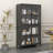Premium Black Metal Storage Cabinet With Tempered Glass Doors, Adjustable Shelves, Anti-Tipping Device, Magnetic Silent Closure, And Adjustable Feet For Home And Office Use