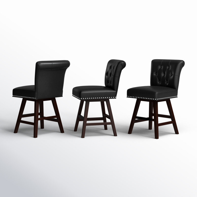 Tabouret de comptoir pivotant 25,8 po Aquetzalli, Noir, 3