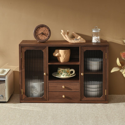Buffet de cuisine en bois de noyer noir, armoire de comptoir avec rangement pour cuisine et salle à manger