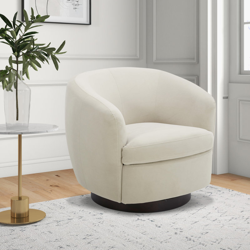 Fauteuil demi-tonneau pivotant rembourré Marcy, Bella Beach Performance Velvet/Black