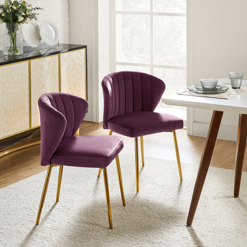 Chaise à oreilles Leona, Velours mauve