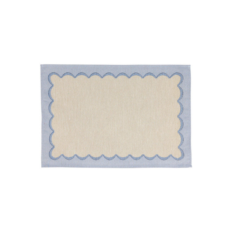 Tavola Scalloped Placemats, Blue/Beige