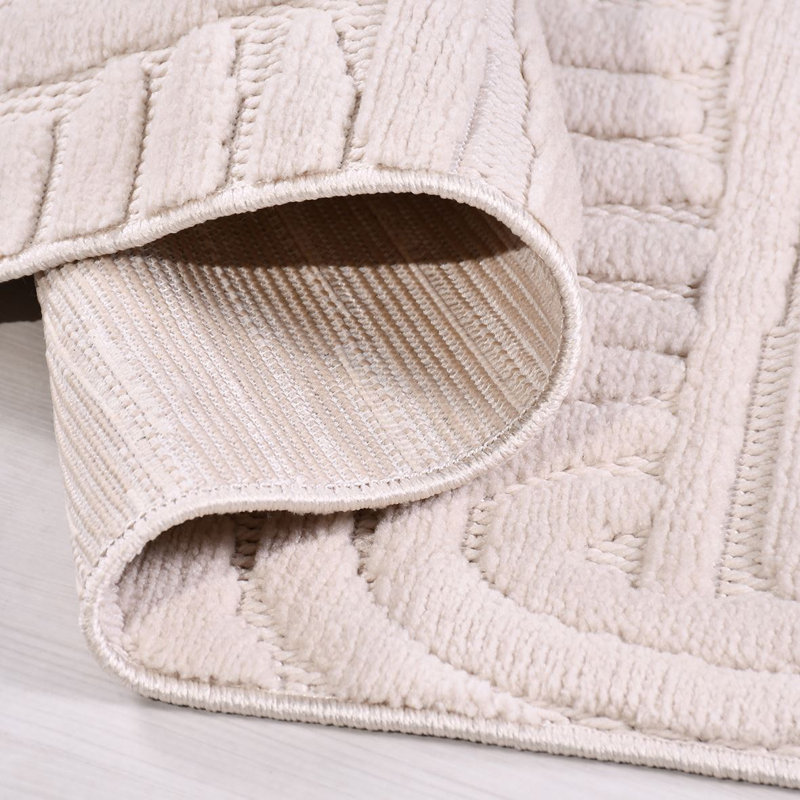 Tapis crème moderne antidérapant lavable à la machine, Rectangle 4 pi x 5 pi 9 po