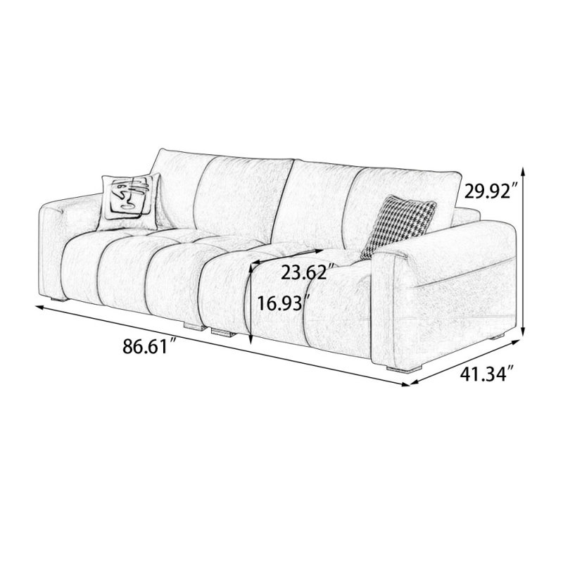 Canapé modulaire vert 100% polyester, H 29,92 po x l 86,61 po x P 41,34 po