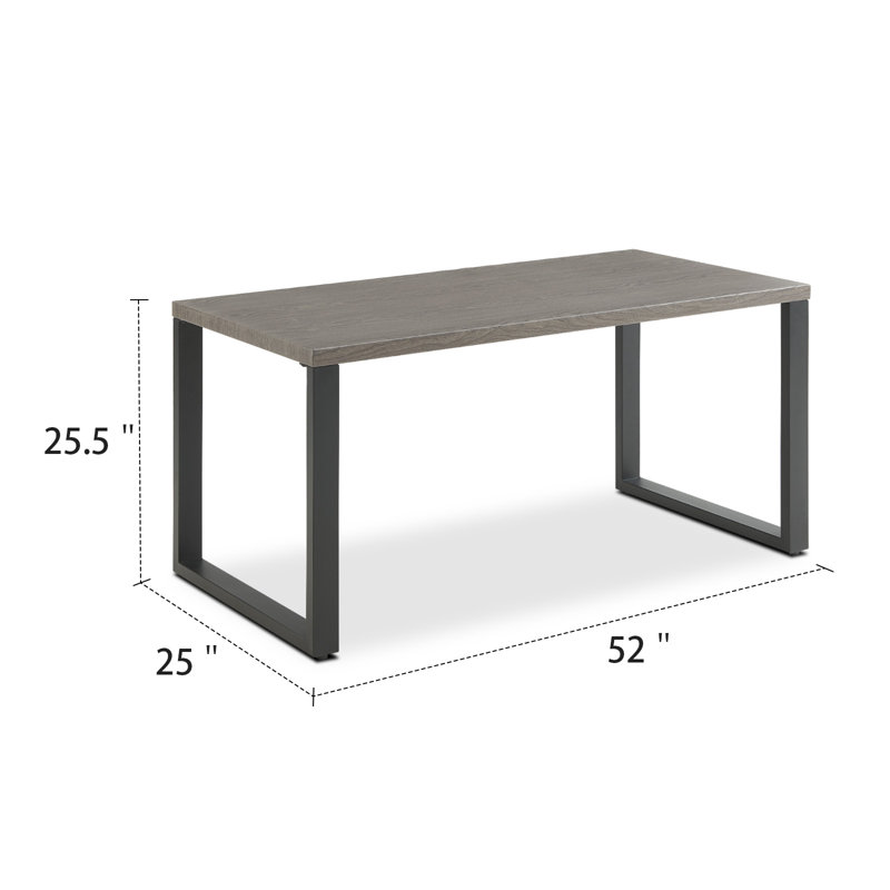 Nazime 52" Wide Rust-Resistant Powder-Coated Steel Outdoor Coffee Table with Wood-Grain Tabletop & Adjustable Leveling Legs