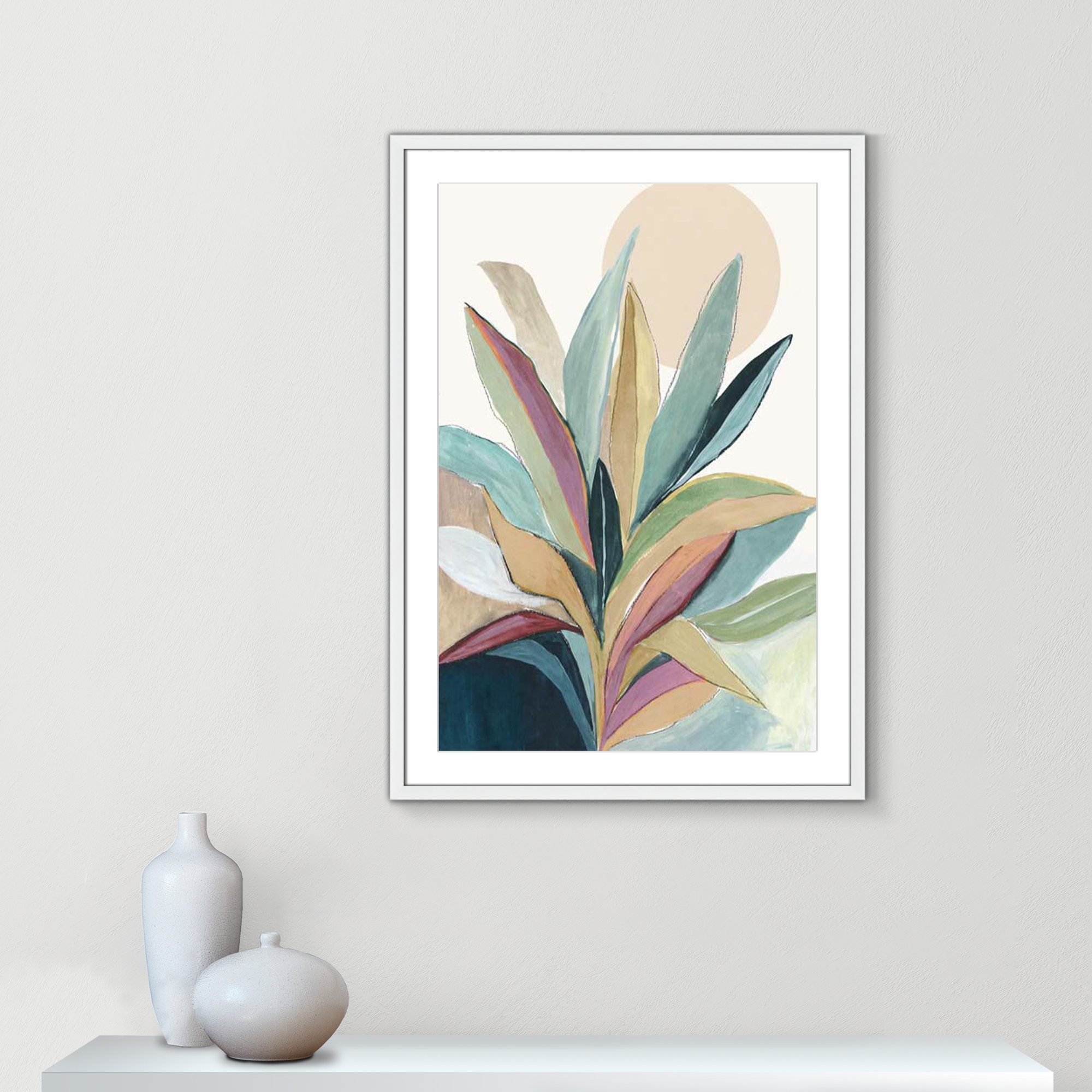 Sherbrooke Sunny Bright Leaves I by Asia Jensen Print, Yes, White Single Picture Frame, 35.5" H x 25.5" W x 1.25" D