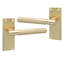 Golden Grace 6 Pair Victorian T-Bar Knurled Door Handle Satin Brushed Brass Finish with Ball Bearing Hinges and Latches - 120 x 40mm