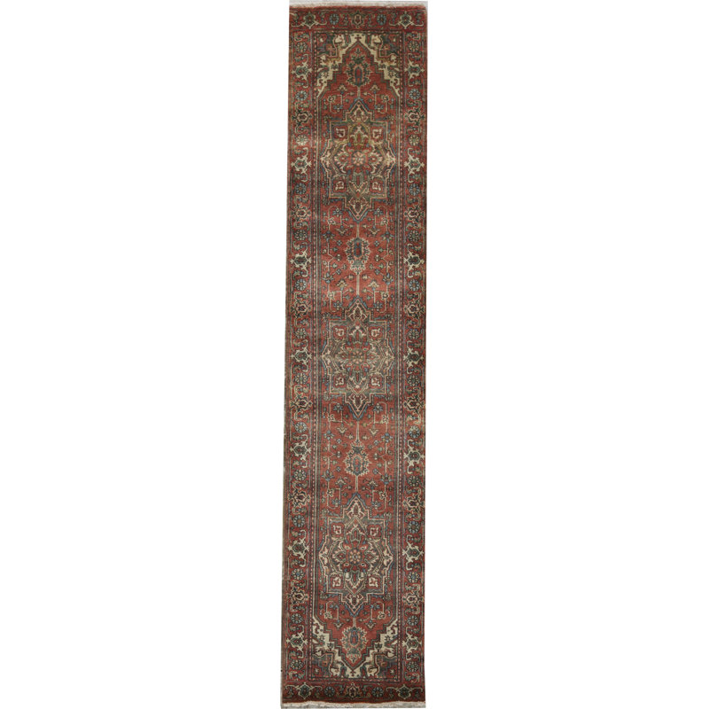 Hand-Knotted High-Quality Red and Red Runner