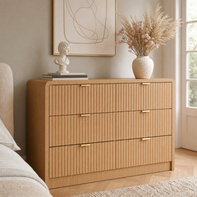  Modern Minimalist 47" W Solid Wood Double Dresser with 6 Quiet-Close Drawers
