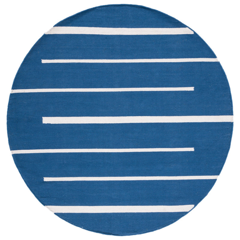 Estrelita Hand Woven Cotton Striped Rug, Round 6'