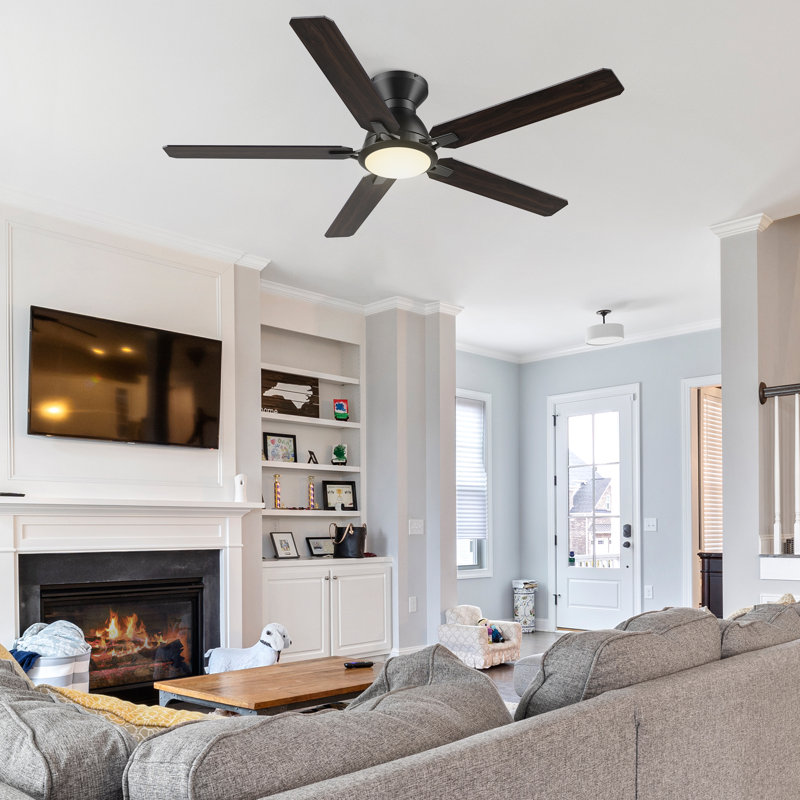 52'' Lusi 5 - Blade LED Flush Mount Ceiling Fan with Light, White