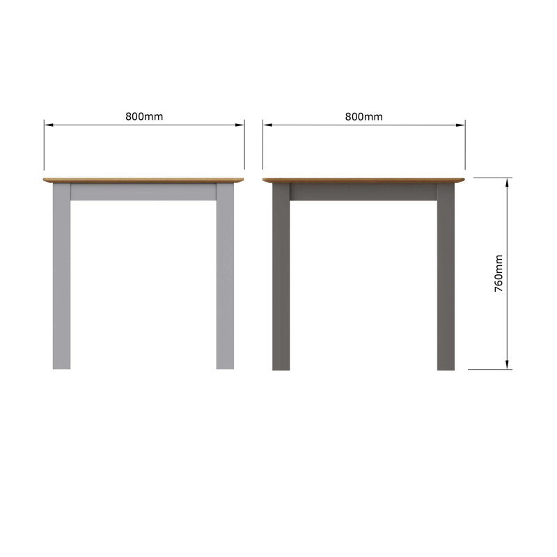 Daris 80cm Square Dining Table. Solid Oak., Grey
