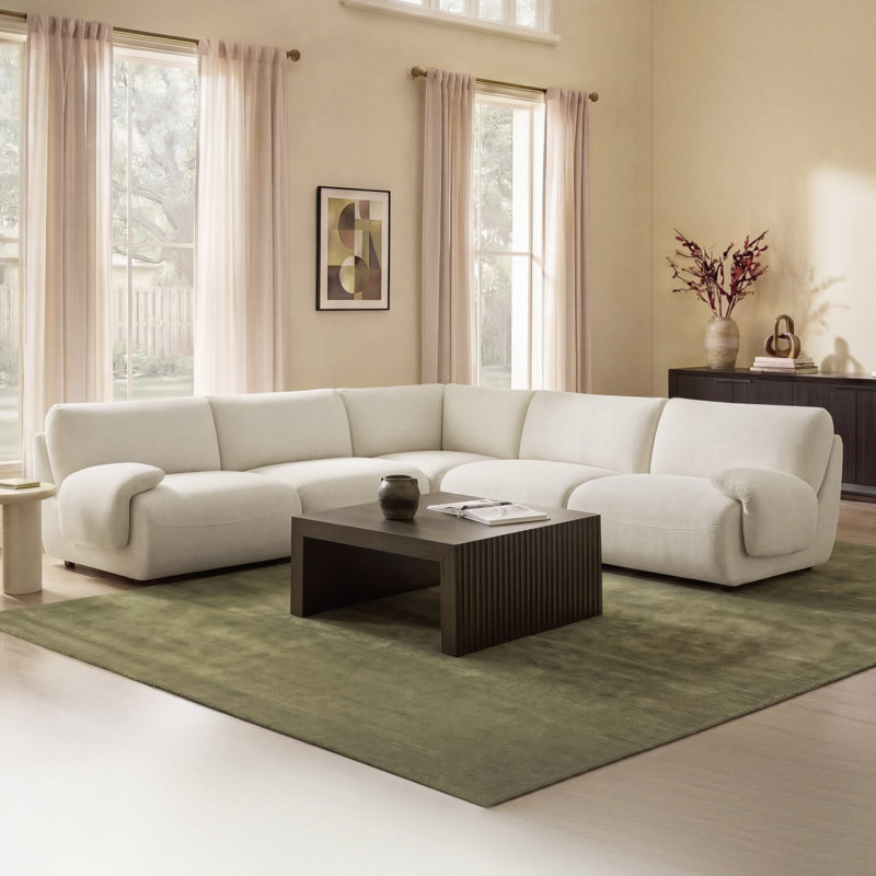 Canapé d'angle modulaire rembourré en forme de L Nita Ashira 5 pièces, 118 po, 31.5" H x 123.22" W x 123.22" D, Milo