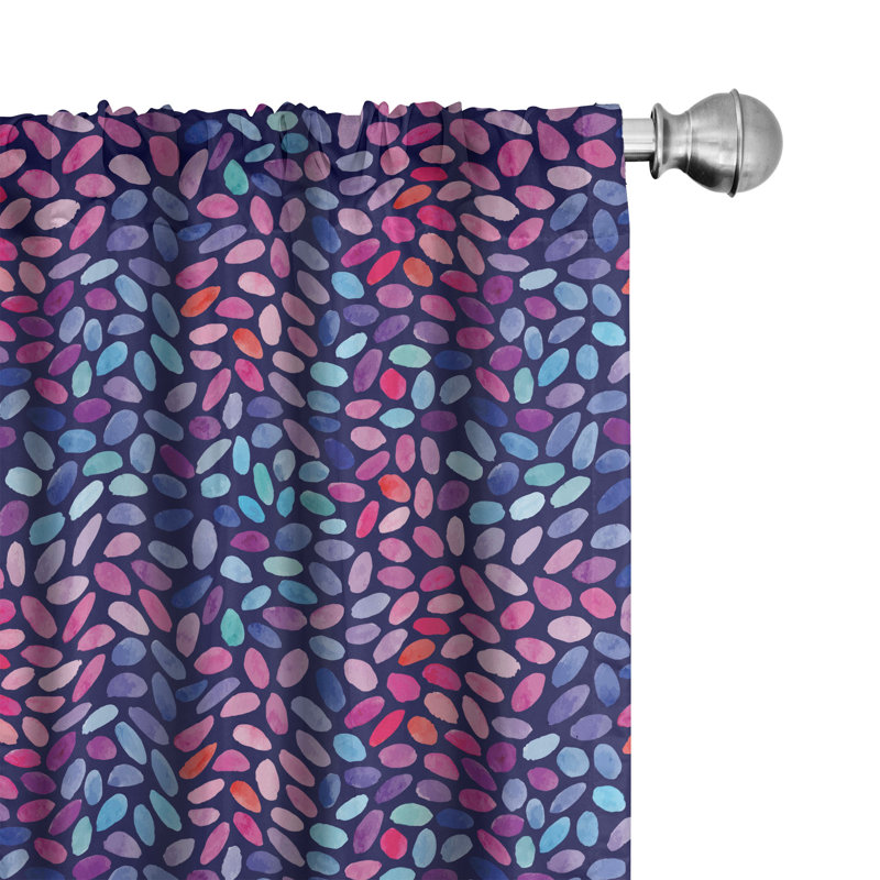 Bungalow Rose Grunge 4-Panel Curtains, Oval Watercolor Spots Violet Blue Multicolor, 56" W x 84" L