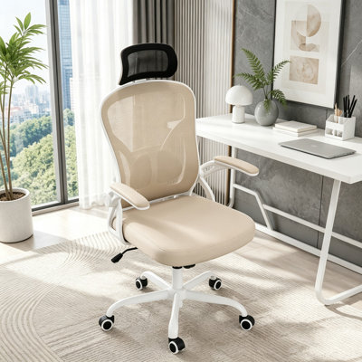 Chaise de bureau ergonomique en filet avec accoudoirs rabattables