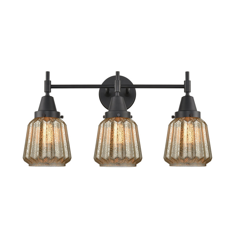 Éclairage pour meuble-lavabo à 3 lumières à intensité variable Gayle, Grainé, Noir mat, Ampoule DEL rétro 4 watts