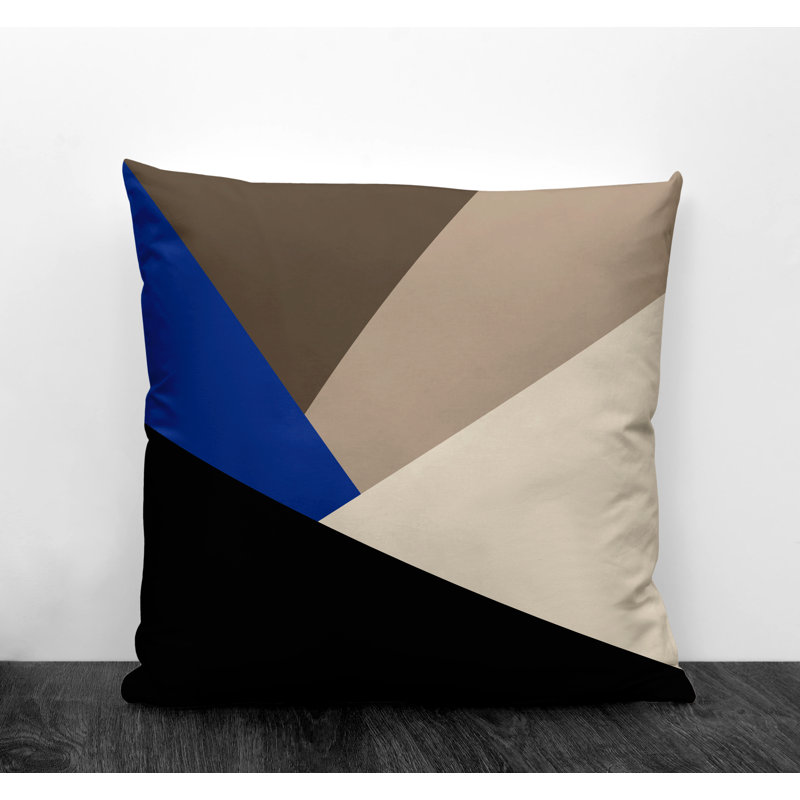 Coussin décoratif intérieur / extérieur Isla, L 19 po x H 19 po, Bleu marine géométrique 2