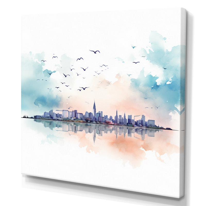 Charleston Skyline - Cityscapes Wall Decor, H 16 po x l 16 po x P 1 po, Toile tendue