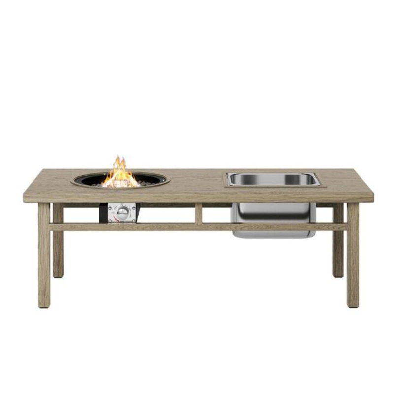 Table de foyer d'extérieur au propane beige en aluminium 47 po 3-en-1 50 000 BTU avec seau à glace