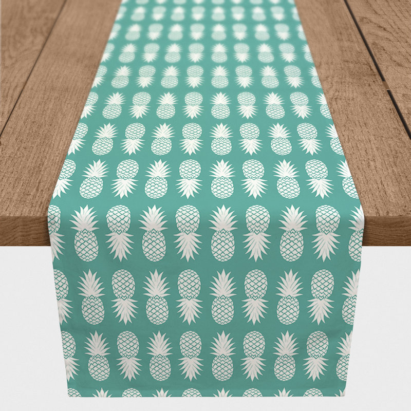 Chemin de table géométrique Mcintosh, L 72 po x l 16 po, Bleu sarcelle, Géométrique 2