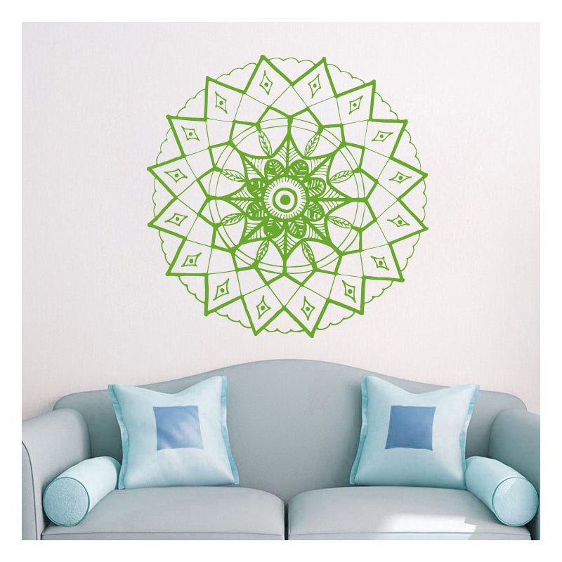 Adhésif décoratif mandala yoga, H 20 po x l 22 po, Vert citronnier