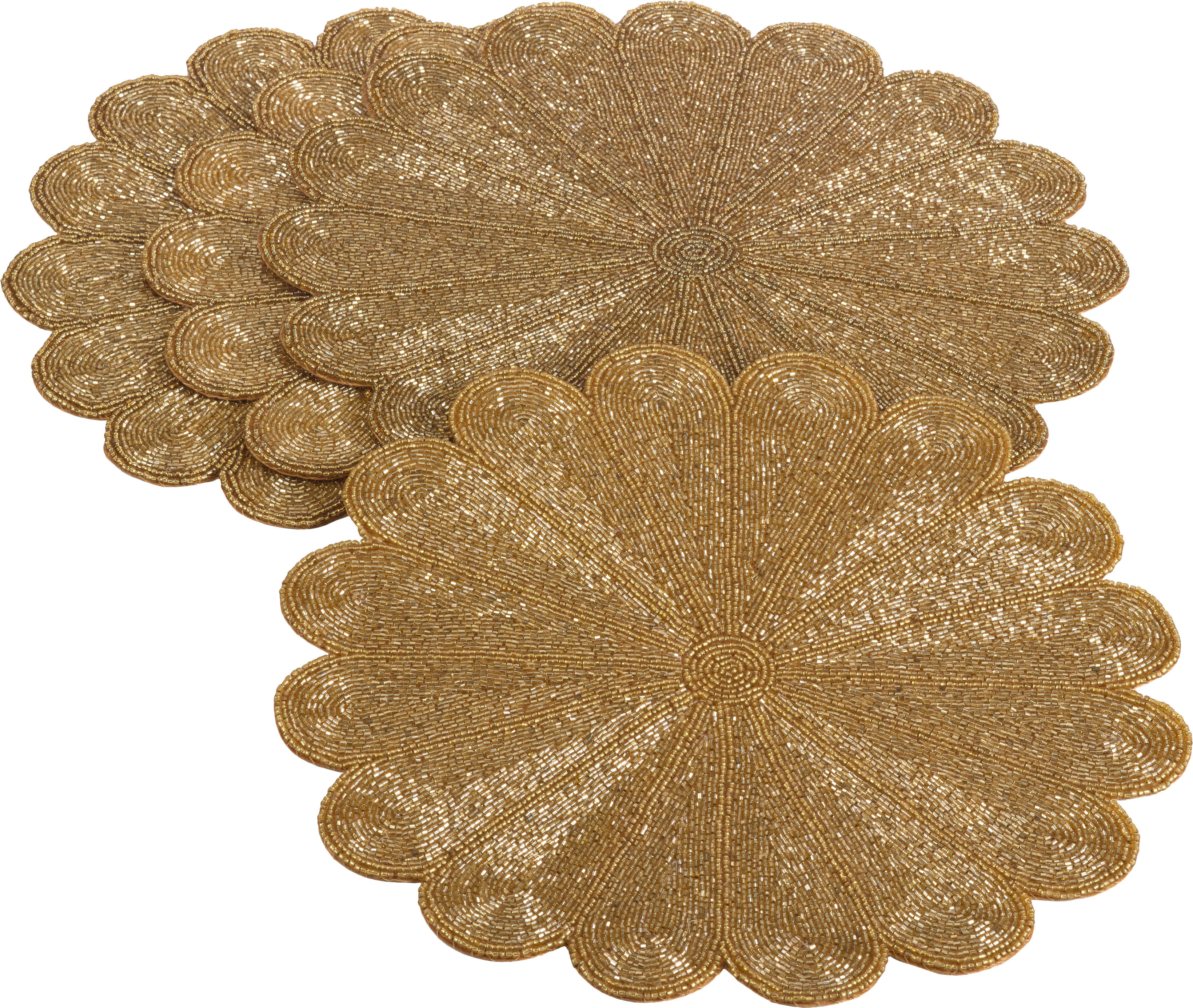 Rosdorf Park Kaeto Flower Design Beaded 15" Glass Placemat & Reviews | Wayfair