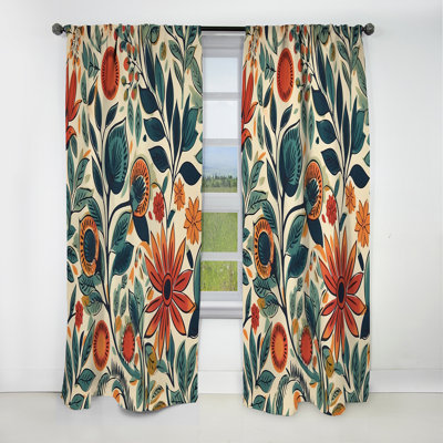 Green Ferns Symphony - Ferns Curtain - Blackout Floral Curtain - 1 Panels