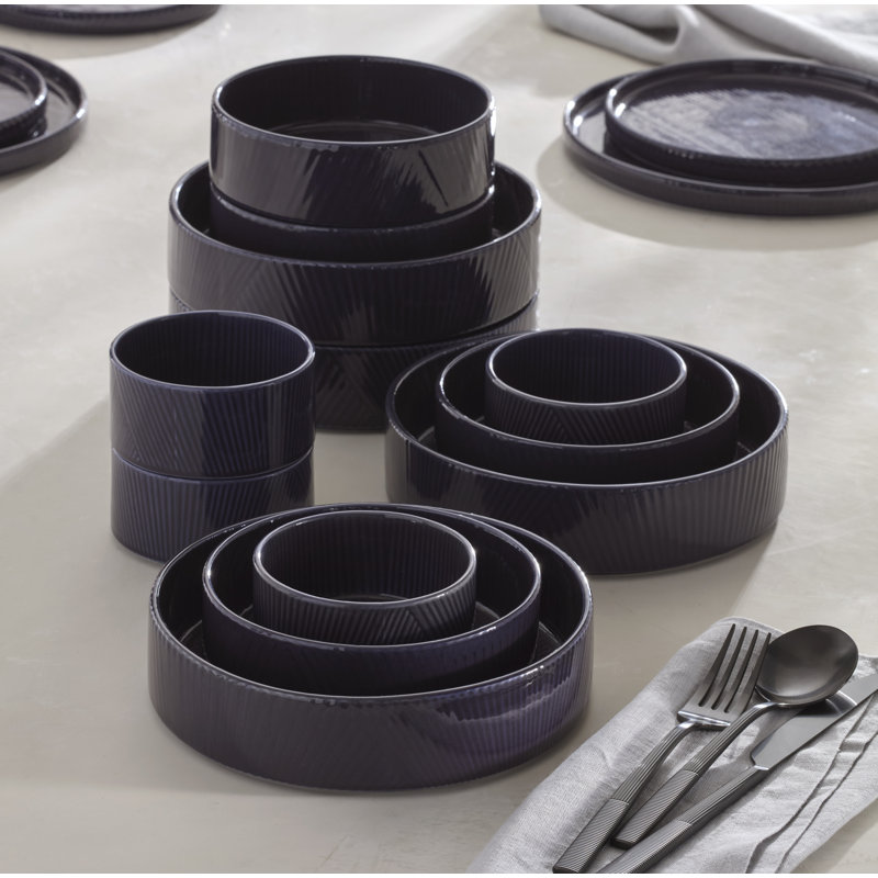 Modulus 12-Piece Bowl Set, Nightshade, Black