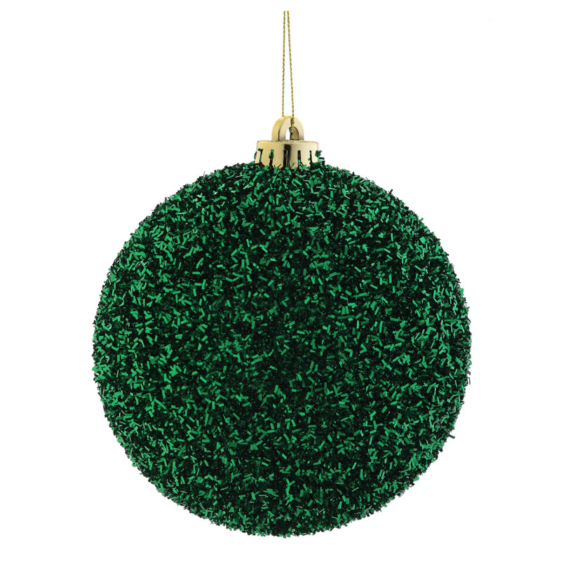 Ornement boule de 140mm Vp Tinsel, Vert