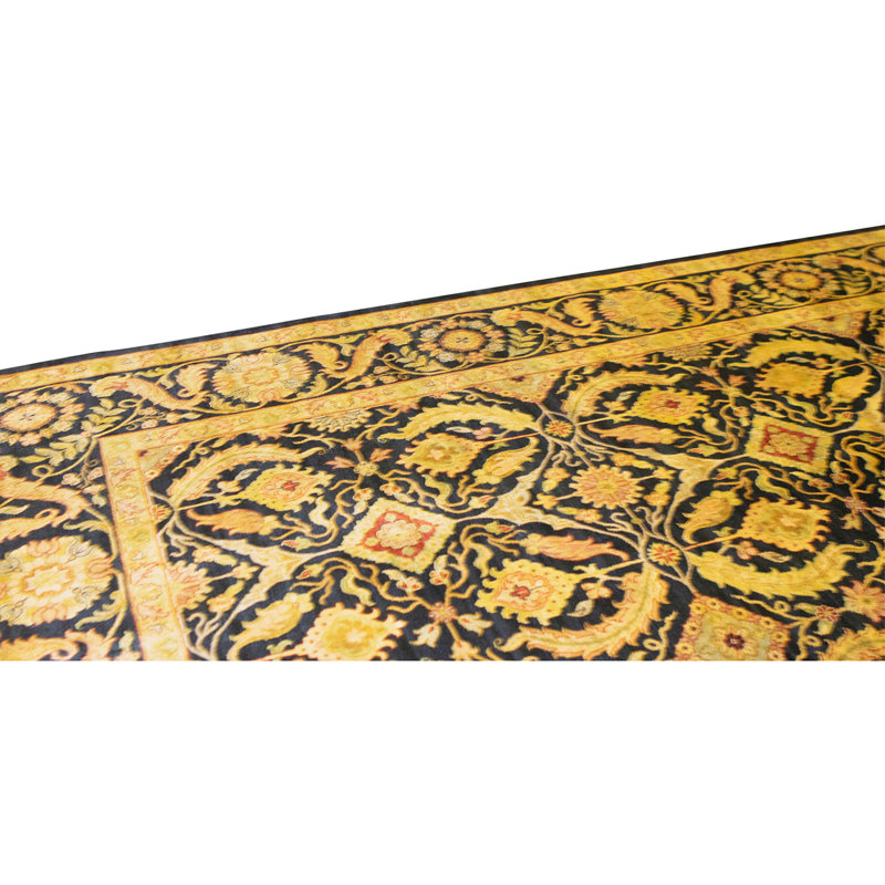 High-Quality Hand-Knotted Black Area Rug