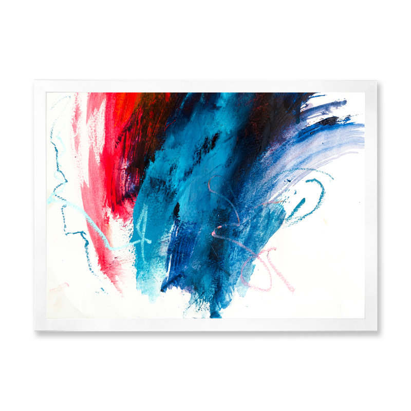 Bleu, vol de nouveau rouge - reproduction sur toile, H 16 po x l 32 po x P 1 po, Toile blanche avec cadre photo