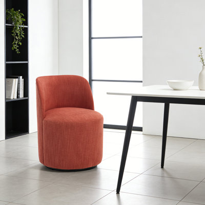 Linen Upholstered Kitchen Dining Room Chair Swivel Barrel Chair Accent Chair