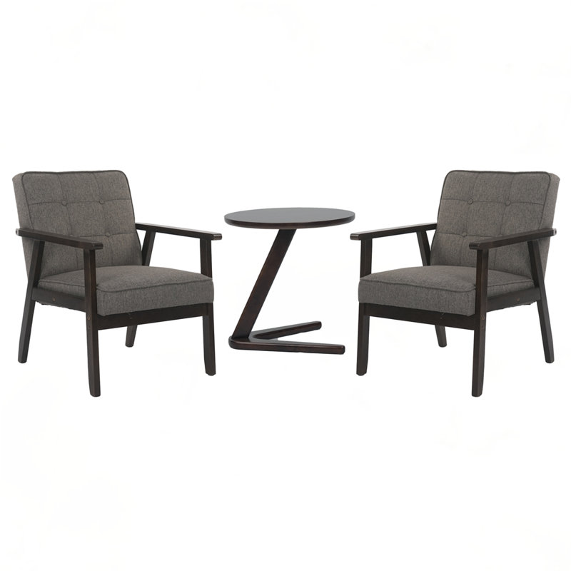 Ensemble de deux chaises de loisirs avec une table basse, Gris