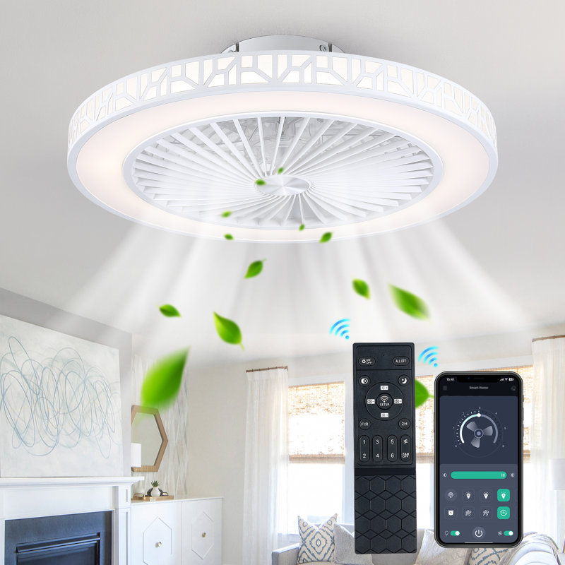 Petit ventilateur de plafond sans lame 19 "à 7 pales avec lumière DEL à intensité variable et télécommande