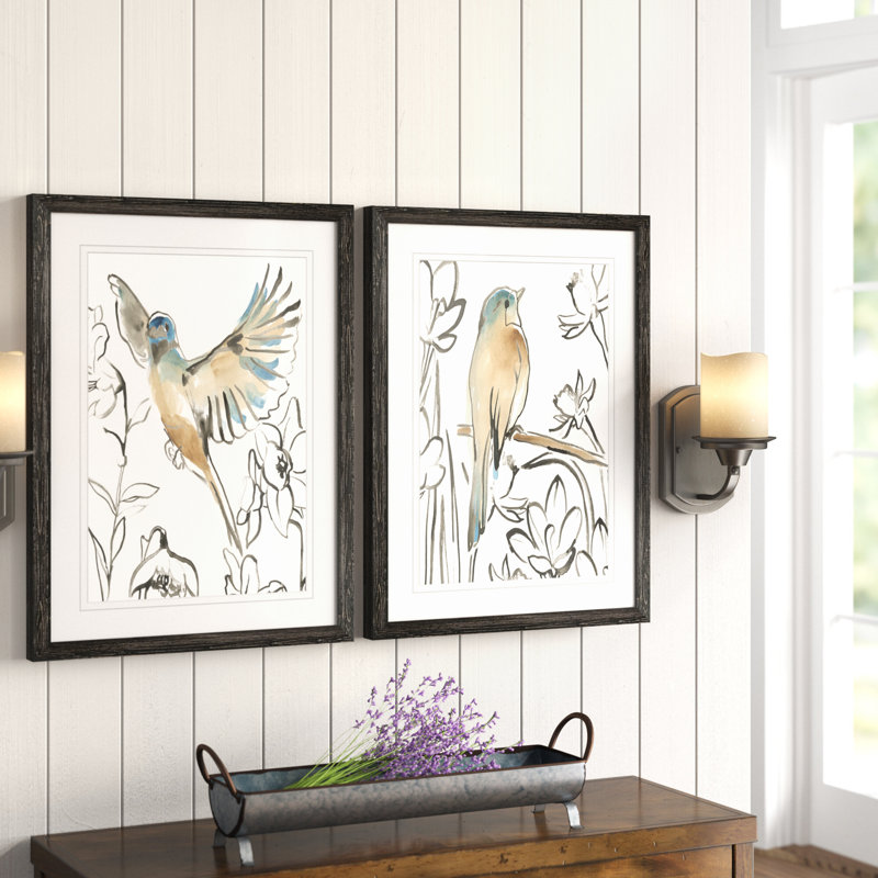 " Songbird Meadow III " by Vincent Van Gogh 2 - Pieces, 20" H x 17" W, Ebony, Framed Print with Mat