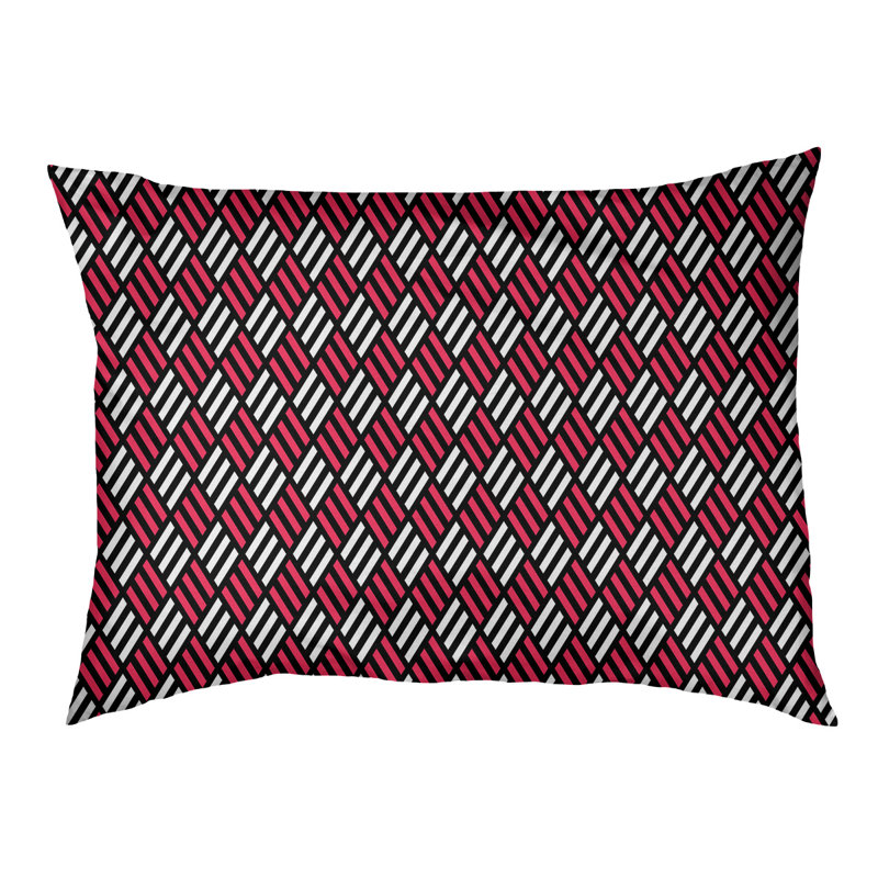 Coussin pour chien à rayures losanges Byrge, Moyen (L 29,5 po x P19,5 po x H 9,5 po), Noir / Rouge