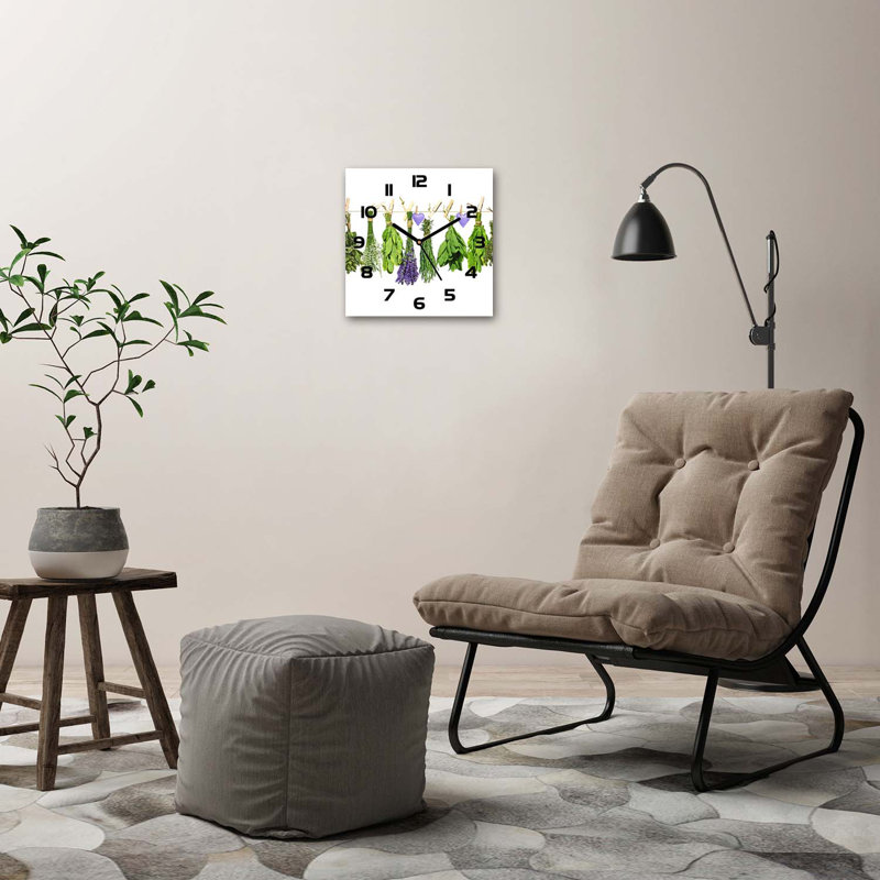 Harshita Glass Wall Clock, Black/Green/White