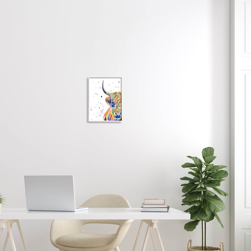 Visage de bovin vif, art de la giclée par Jen Seeley, H 14 po x l 11 po x P 1,5 po, Giclée encadrée blanc bord de mer
