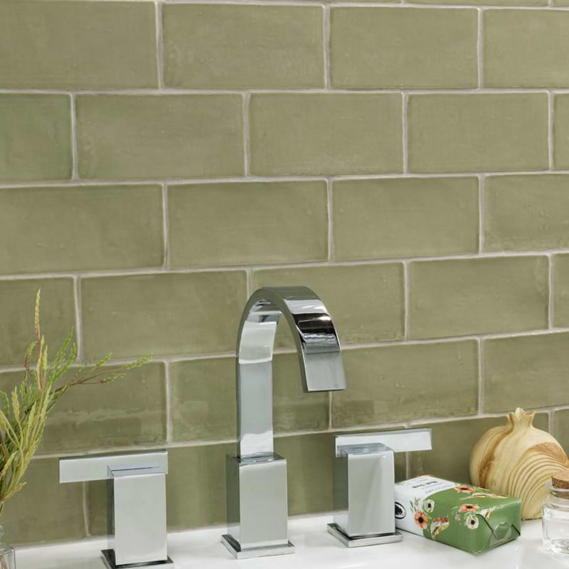 Lancaster 3x6 Polished Ceramic Subway Tile, Celery