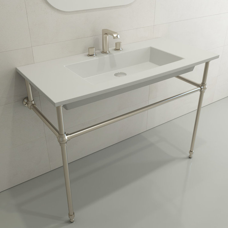 Ravenna Bathroom Sink, Matte White, 8" Widespread