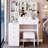 37" Middle Size Left Bedside Cabinet Vanity Table + Cushioned Stool Dresser Set-891661622
