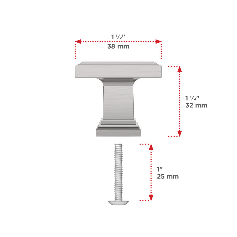 Expression Rectangle Knob, Brushed Nickel
