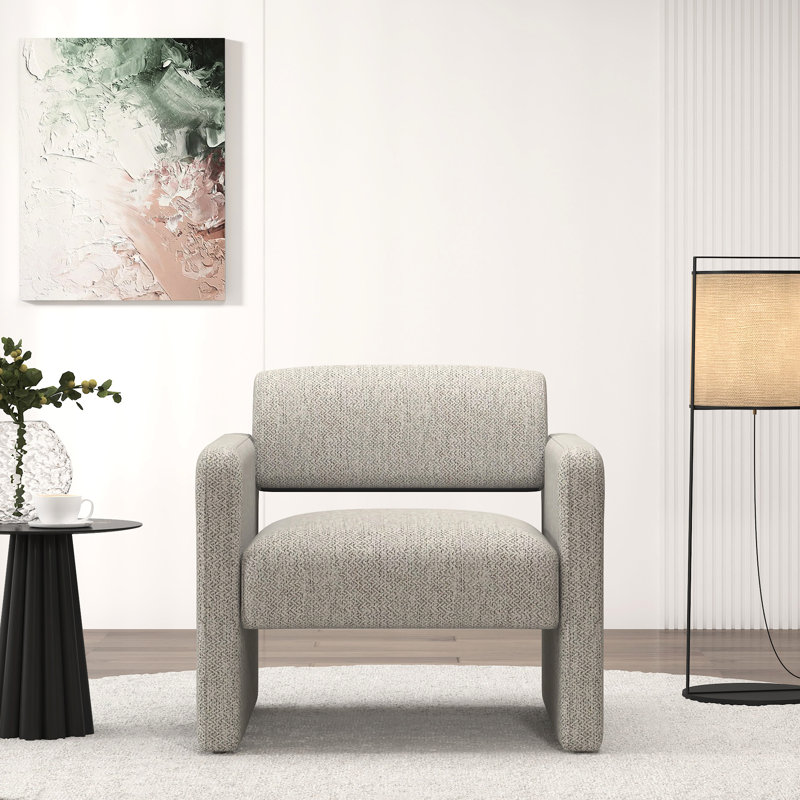 Chaise avec accoudoirs à rayures beiges - Rehausse le décor de la réception et de la chambre à coucher en ajoutant de l'élégance au salon