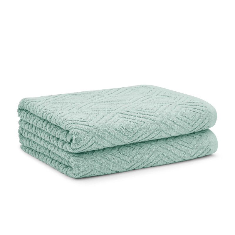 Diamond Geo Sculpted Cotton Towels, Sage Green